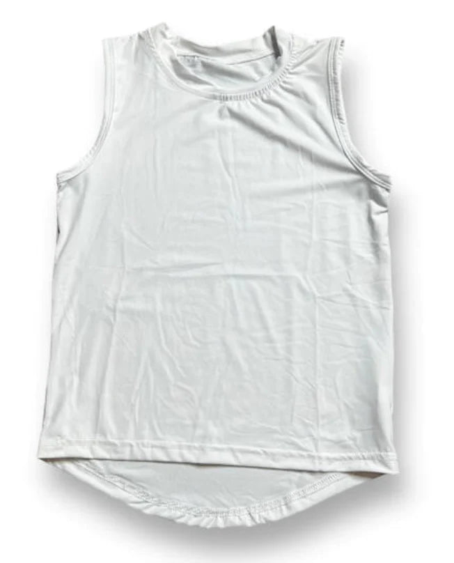 White HIGH LOW PERFORMANCE TANK - BELLE CHER
