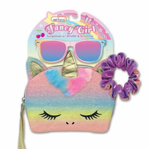 Hot Focus Fancy Girl Sunglasses With Wristlet And Scrunchie Unicorn Set