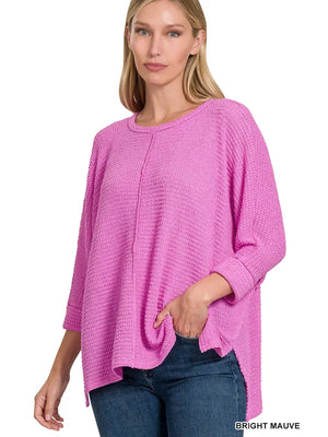 Batwing Sleeve Jacquard Sweater Bright Mauve