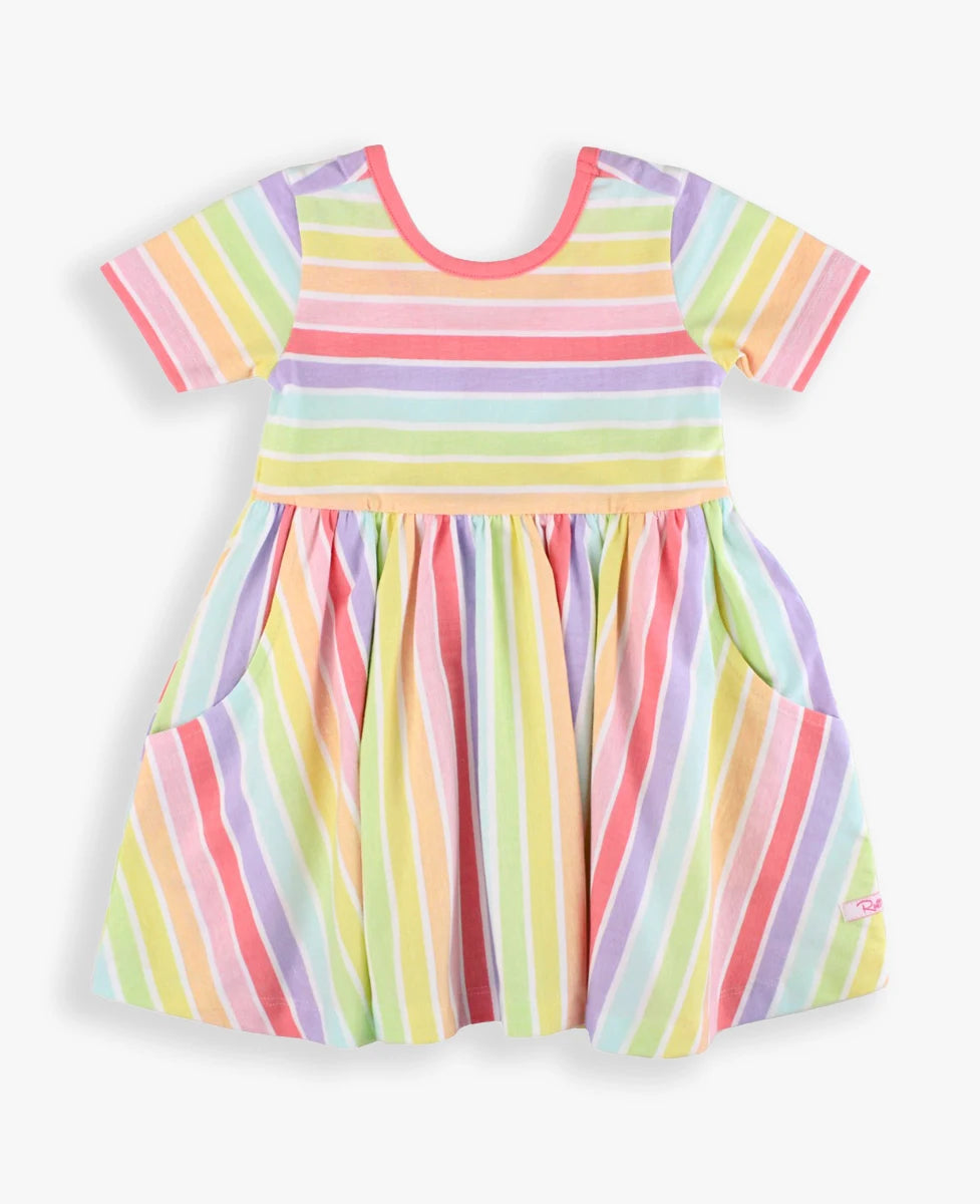 Short Sleeve Knit Twirl Dress Rainbow Parade