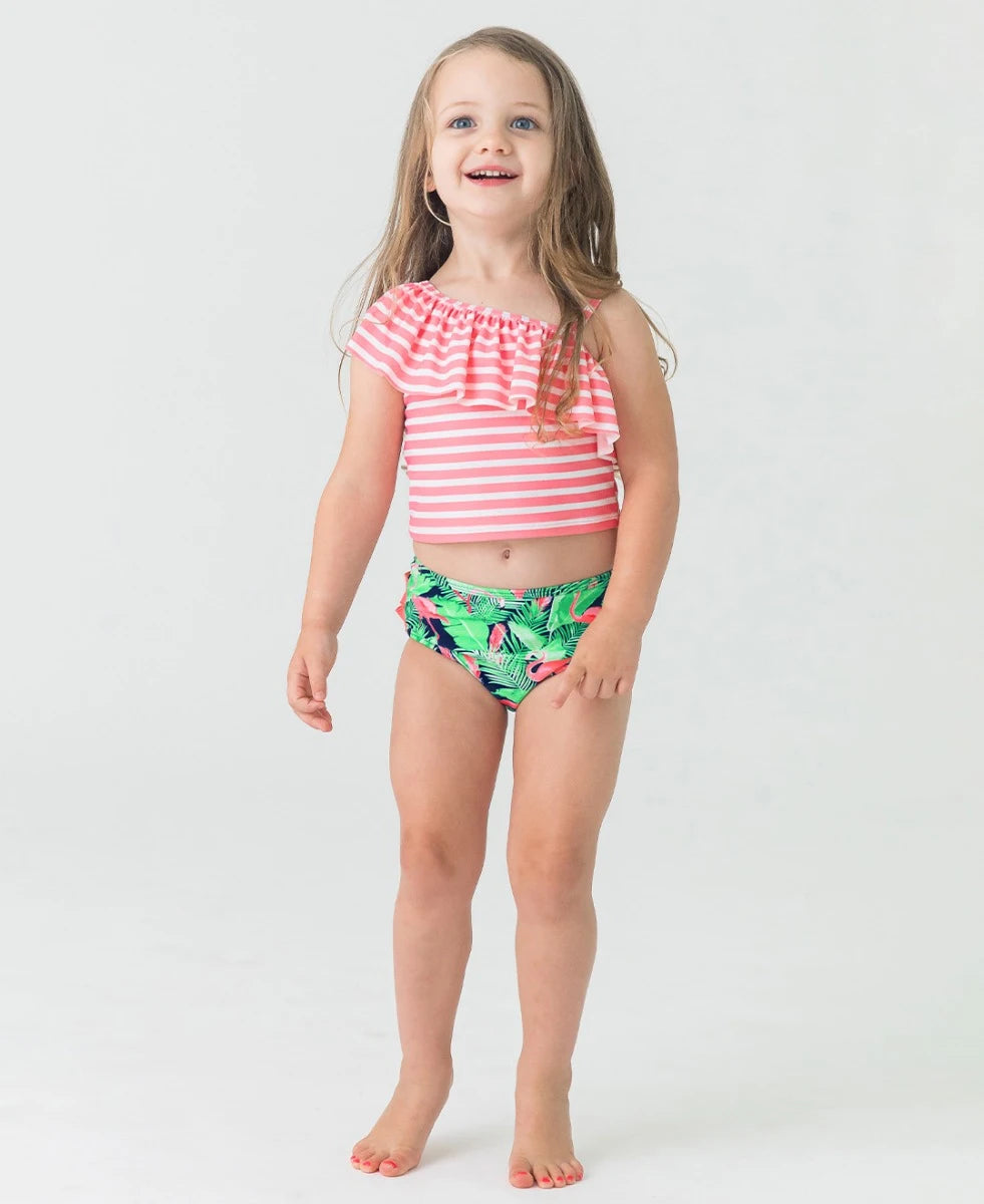 One Shoulder Ruffle Tankini FLAMINGO FRENZY