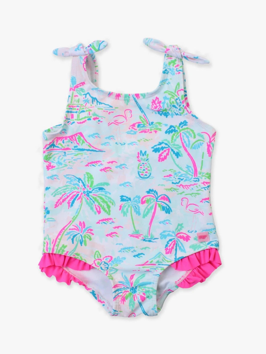 Tie Shoulder One Piece Tropical Resort