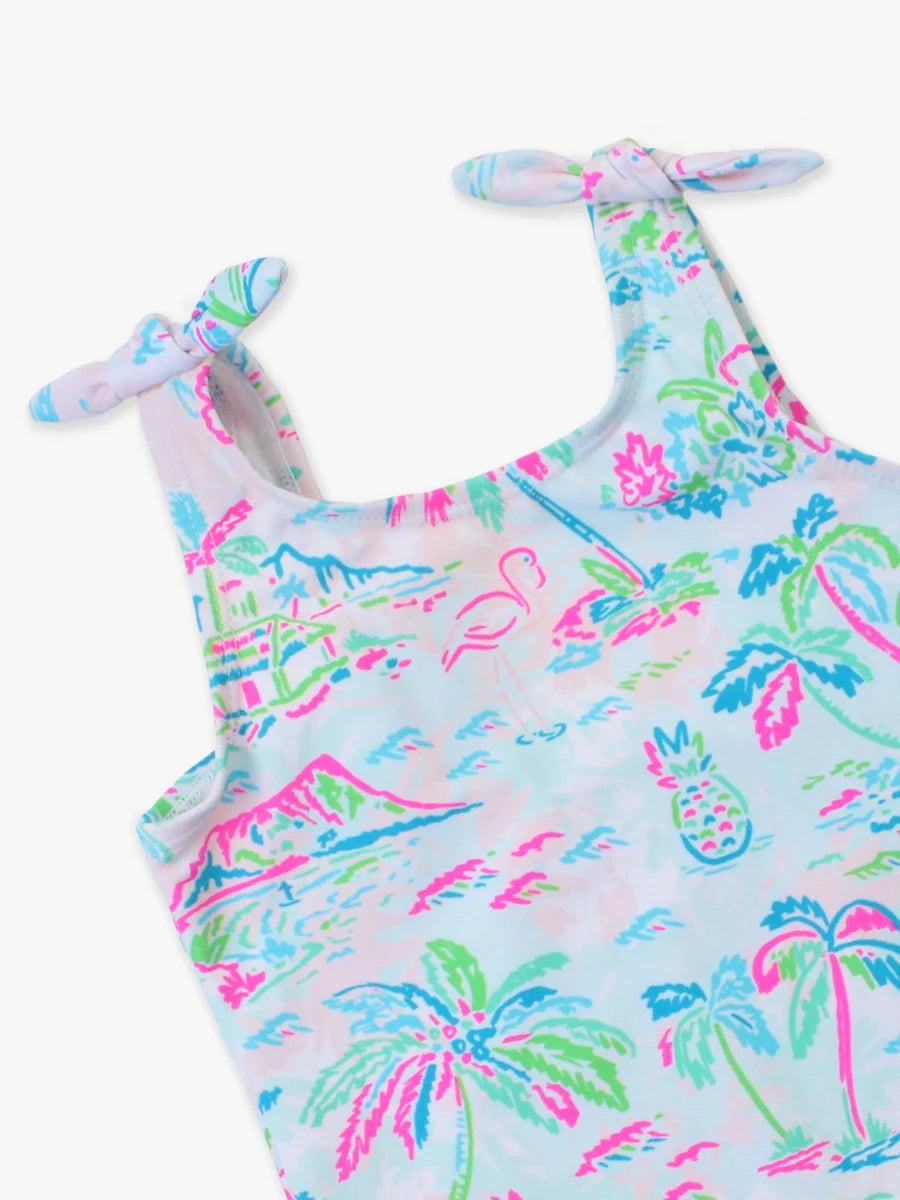 Tropical Resort Tie Shoulder One Piece