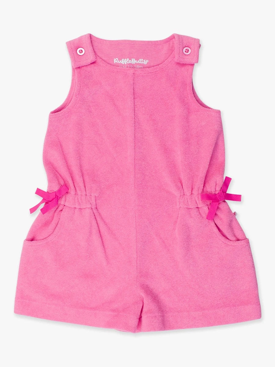 Terry Cover-Up Romper Neon Magenta