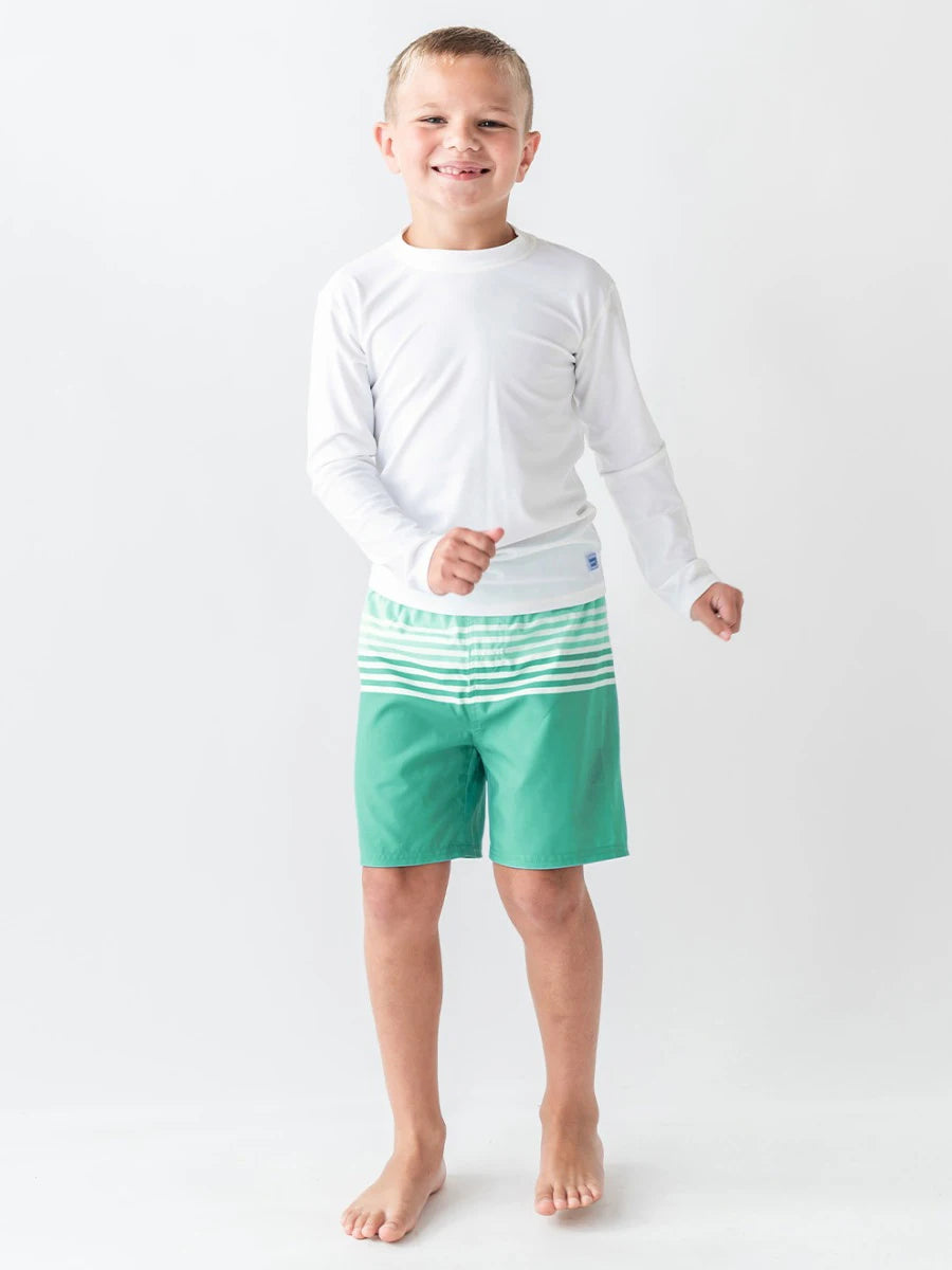 Swim Trunks Ocean Teal Stripes