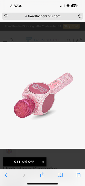 Wireless Express Sing-Along Bling Pink Bluetooth Karaoke Microphone