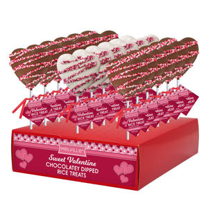 Grandpa Joe's Candy Shop - Chocolate Drizzle Heart Shaped Rice Treat Pops, 18ct Display