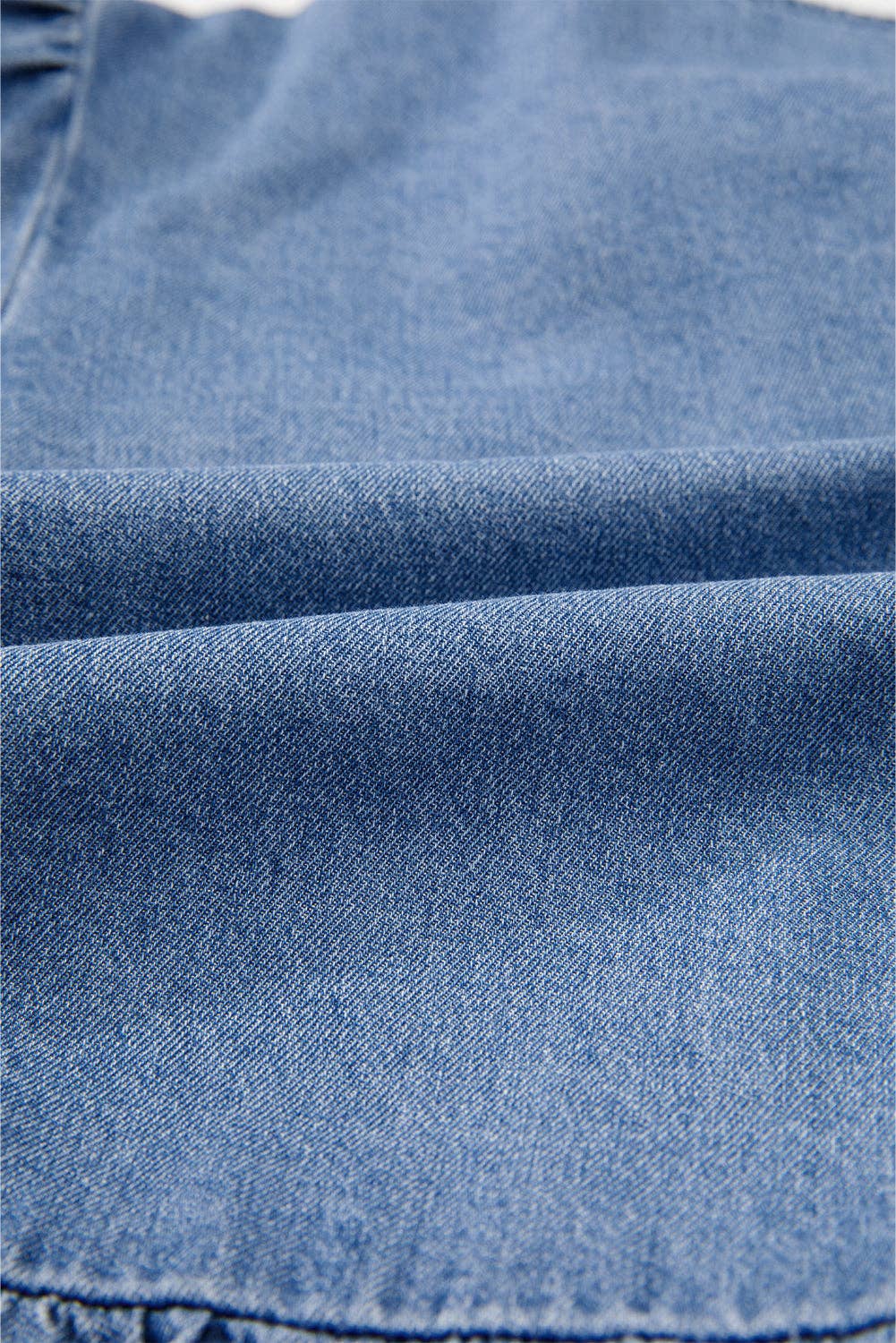 PRETTY BASH - Denim Bubble Sleeve Peplum Spring Shirt