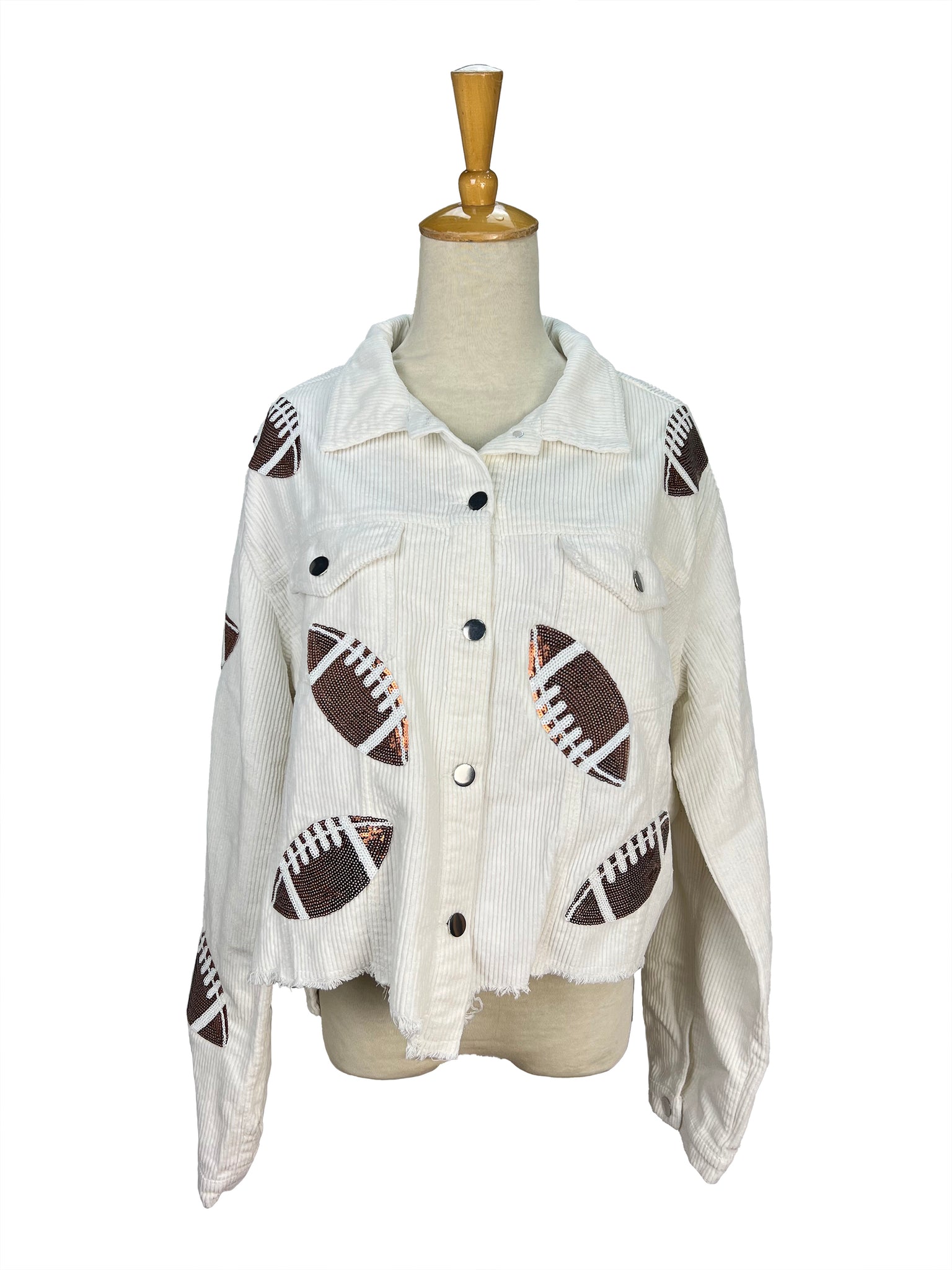 Football Sequin White Corduroy Jacket