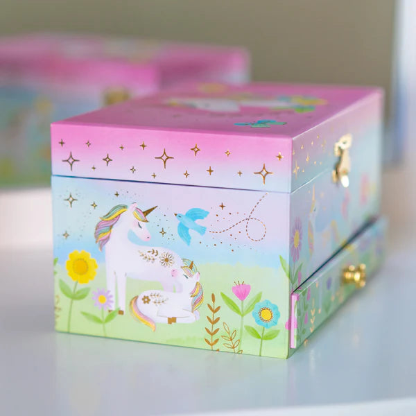 Floral Unicorn Musical Jewelry Box w/ Drawer