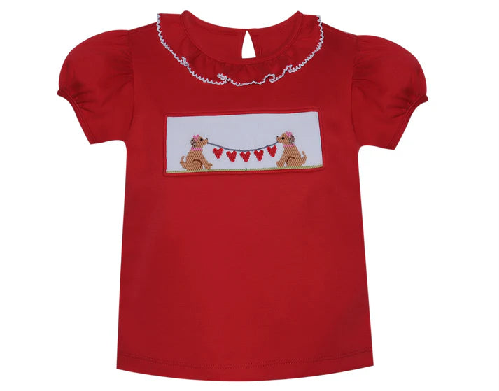 Baby Sen Red Viola Blouse-Valentine Puppy