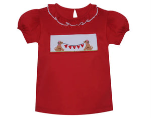 Baby Sen Red Viola Blouse-Valentine Puppy