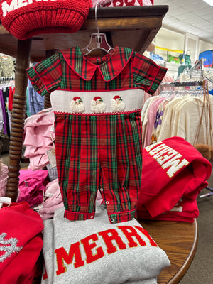 Three Sisters Santa Smock Boy Romper