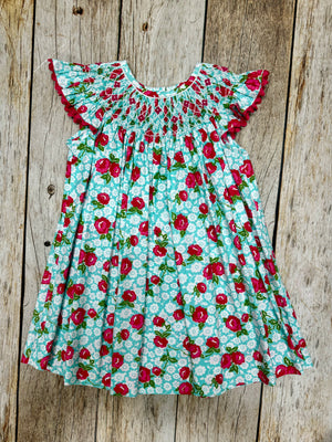 Banana Split Garden Rose Smocked Dress