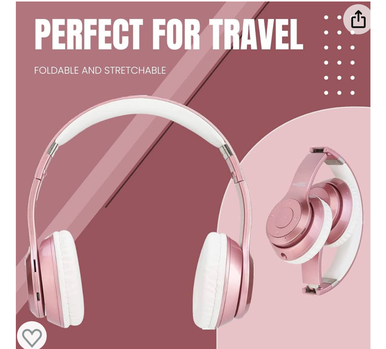 Wireless Express Bluetooth Headphones - Foldable Bluetooth Headset - Lightweight Headphones - Adjustable On-Ear Headphones - Fashion Bluetooth Headphones with Microphone - Ideal Headphones Bluetooth