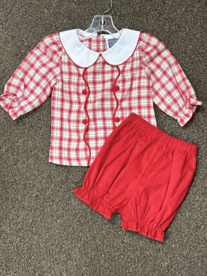 True Christmas Plaid Girl Bloomer Set