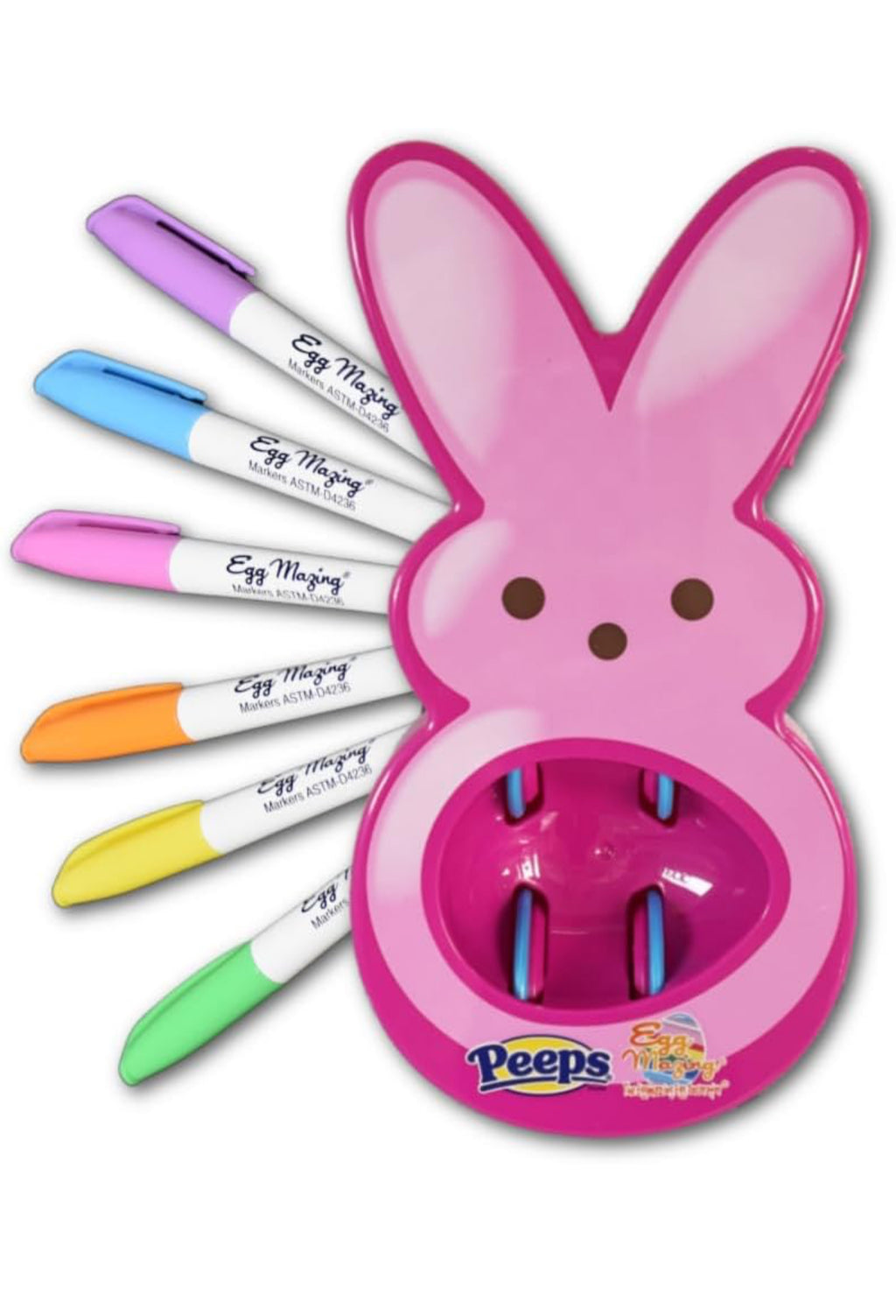 The Eggmazing Easter Egg Decorator - Peeps Bunny - Arts and Craft Set Includes 6 Colorful Markers - Pink