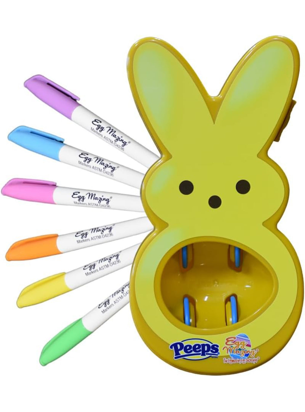 The Eggmazing Easter Egg Decorator - Peeps Bunny - Arts and Craft Set Includes 6 Colorful Markers - Yellow