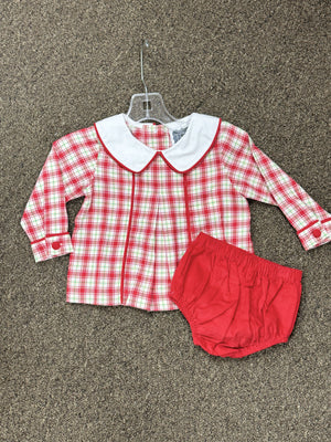 True Christmas Plaid Boy Bloomer Set