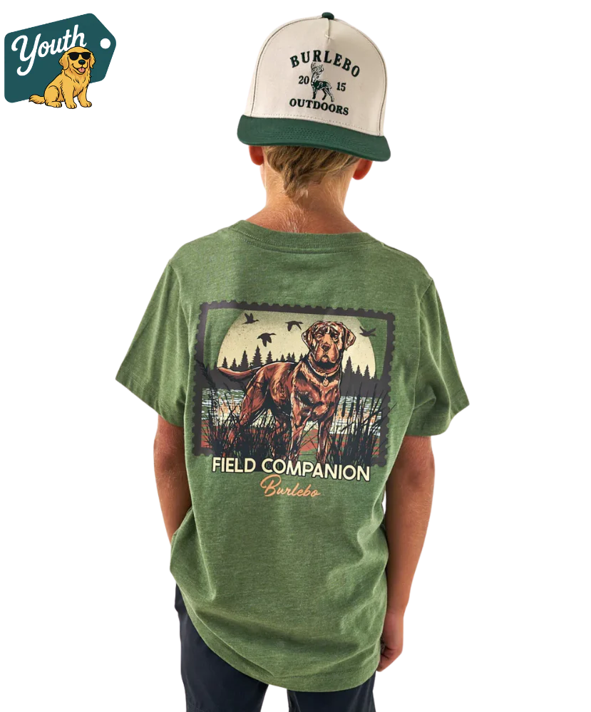 Burlebo - Youth Duck Dog Stamp Tee Heather Olive