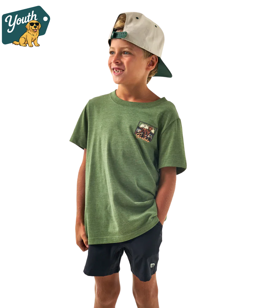 Burlebo - Youth Duck Dog Stamp Tee Heather Olive