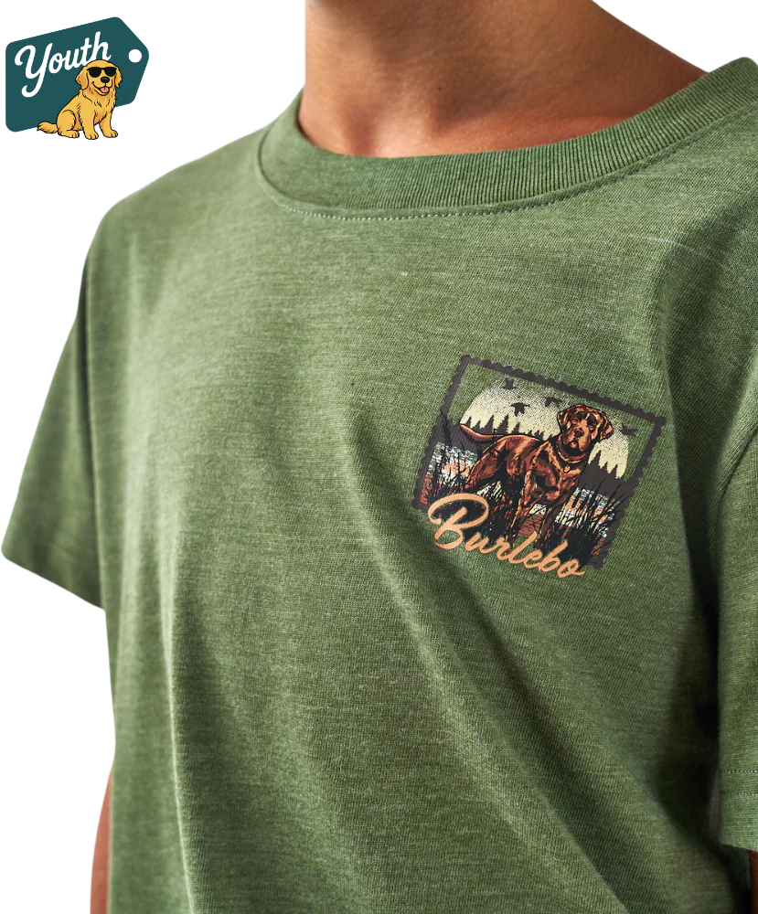 Burlebo - Youth Duck Dog Stamp Tee Heather Olive