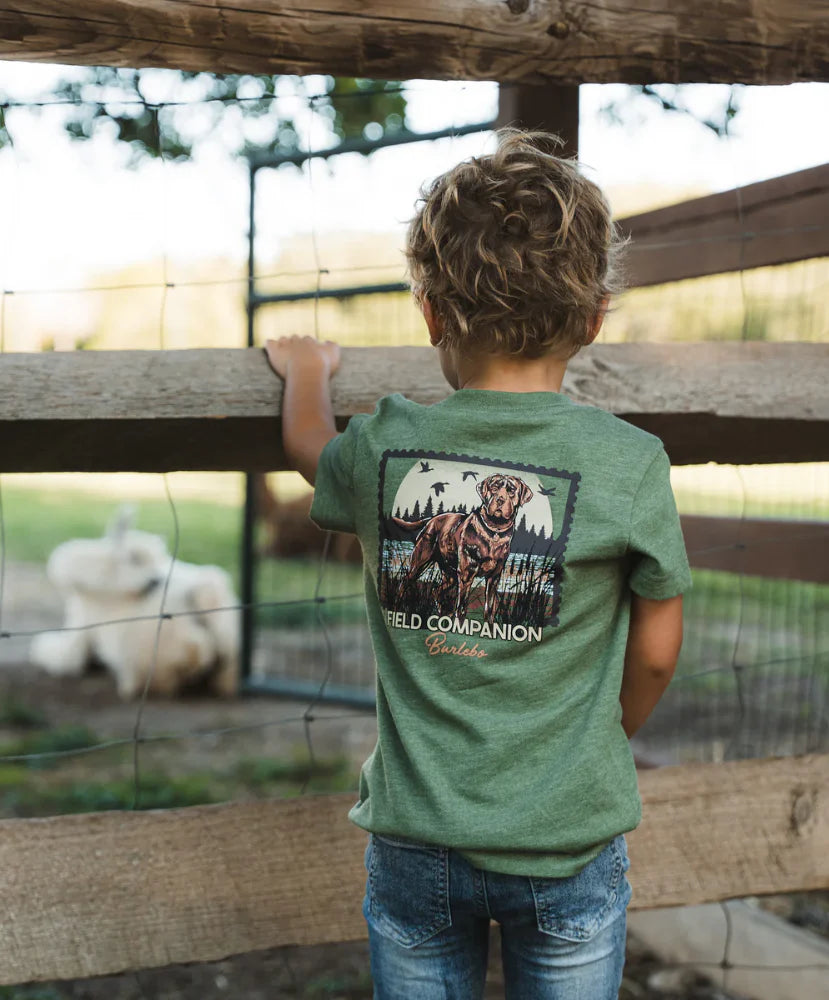 Burlebo - Youth Duck Dog Stamp Tee Heather Olive