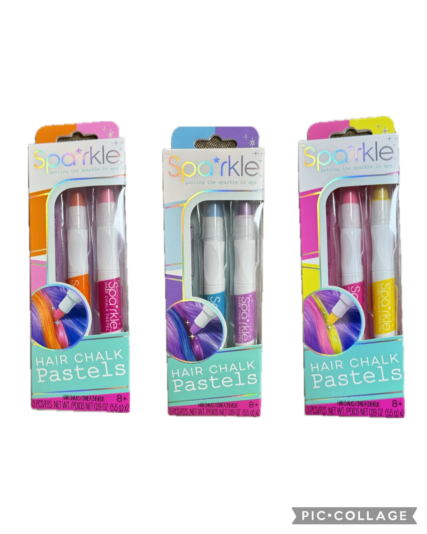 Bright Stripes Spa*rkle Hair Chalk Pastels 2 Pack