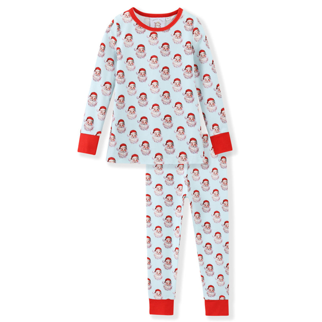 Swoon Baby Butterknit Pajamas PJ Set - Santa Claus Print - Blue