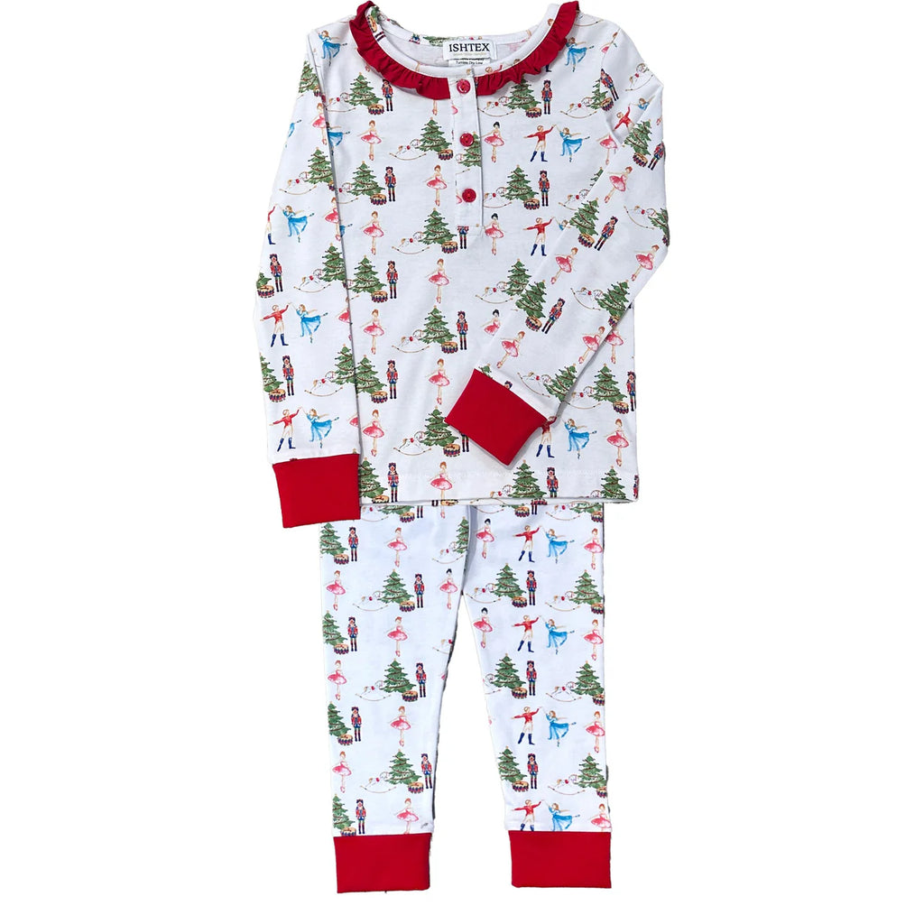 Ishtex Christmas Nutcracker Ruffle Pajama Set - Red/Green