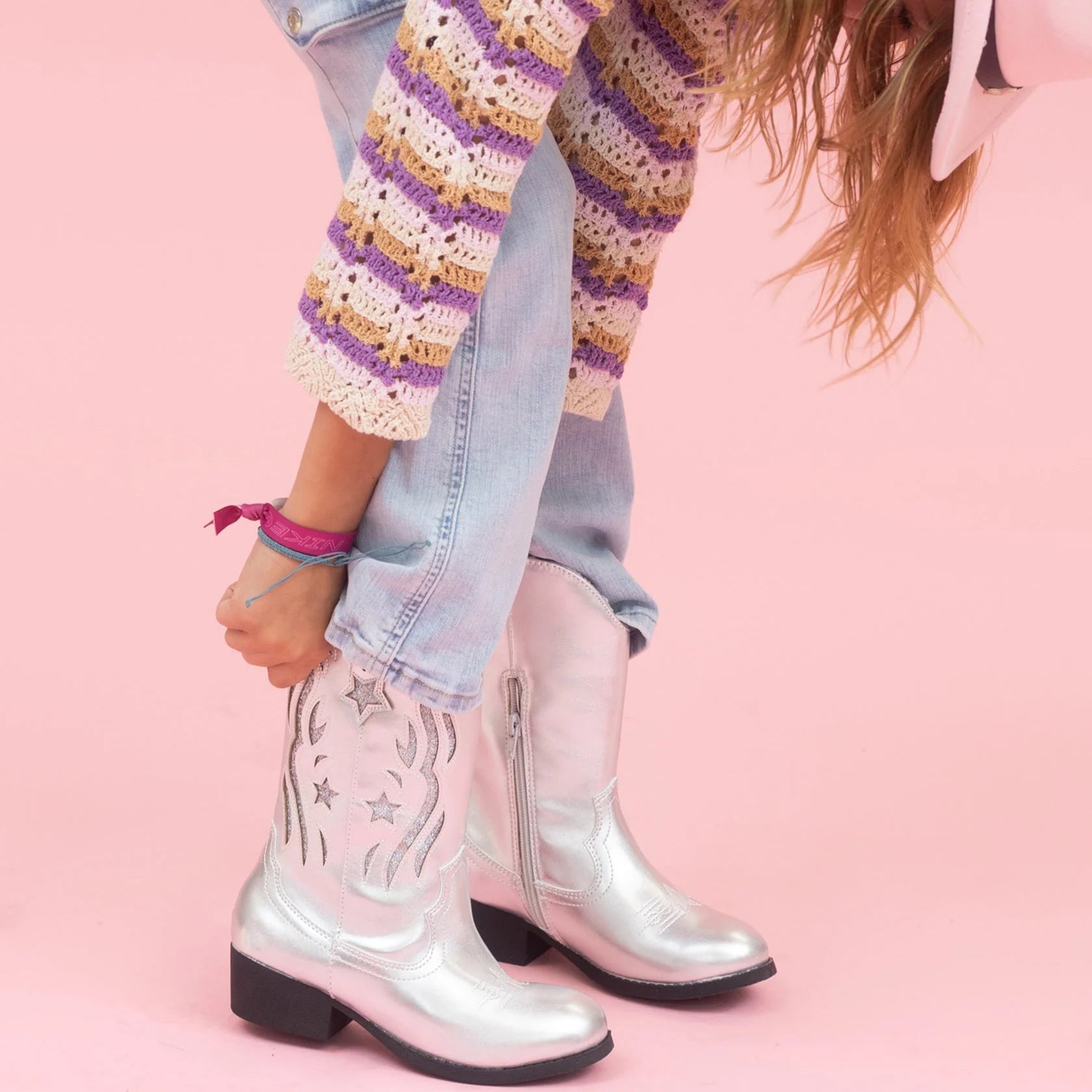 Kid Spur Silver Metallic Boot