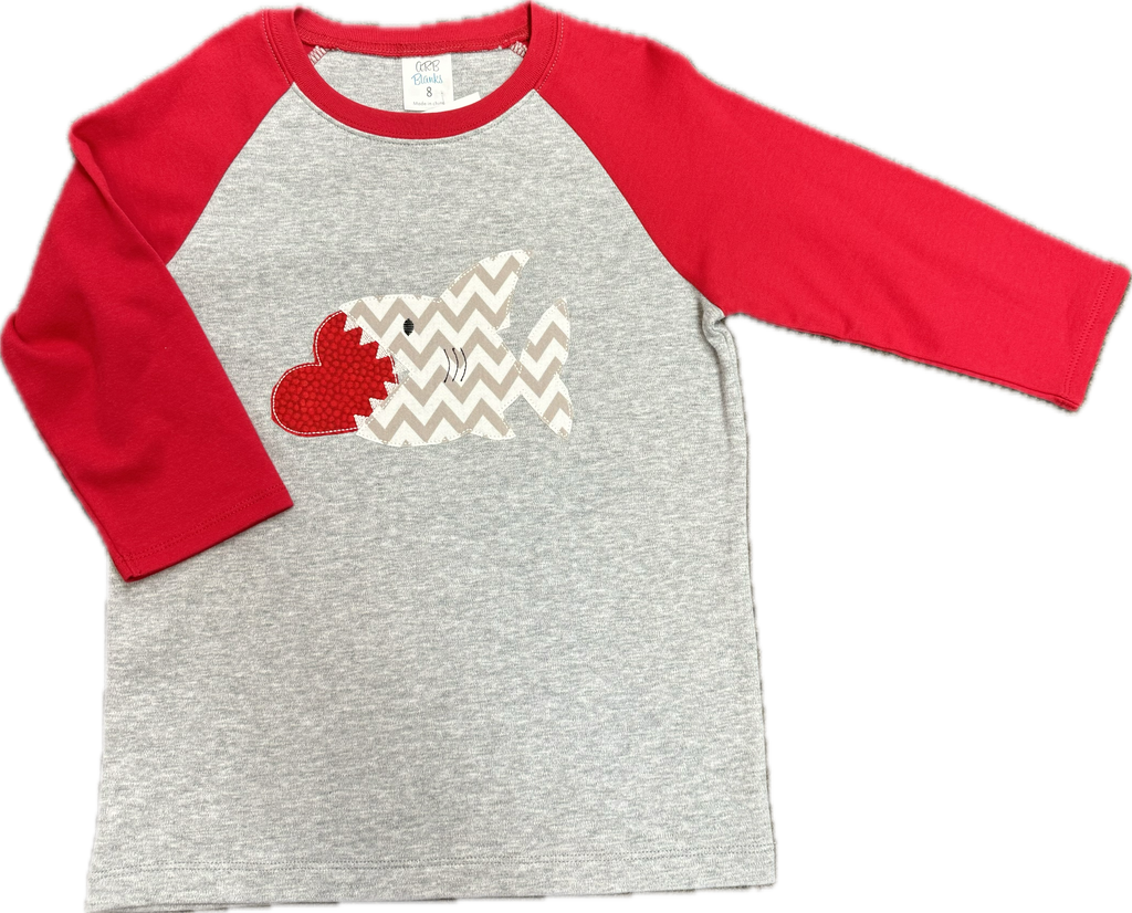 Shark Heart Raglan Tee Grey