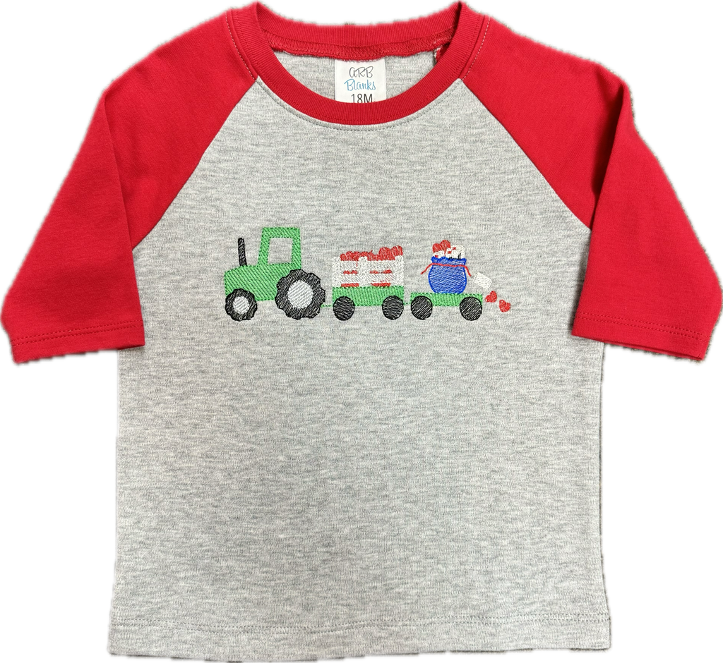 Tractor Heart Raglan Tee Grey