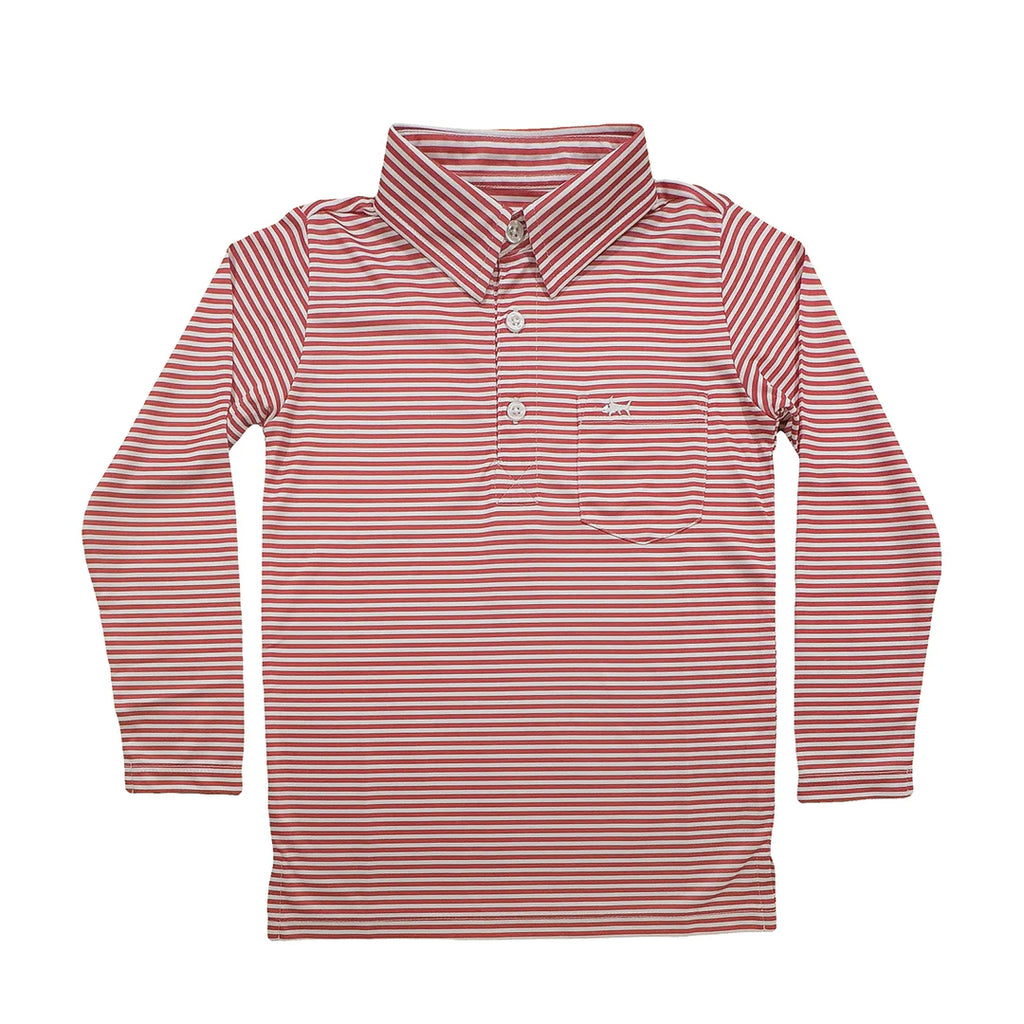 INSHORE LS PERFORMANCE POLO - RED STRIPE