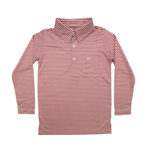 INSHORE LS PERFORMANCE POLO - RED STRIPE