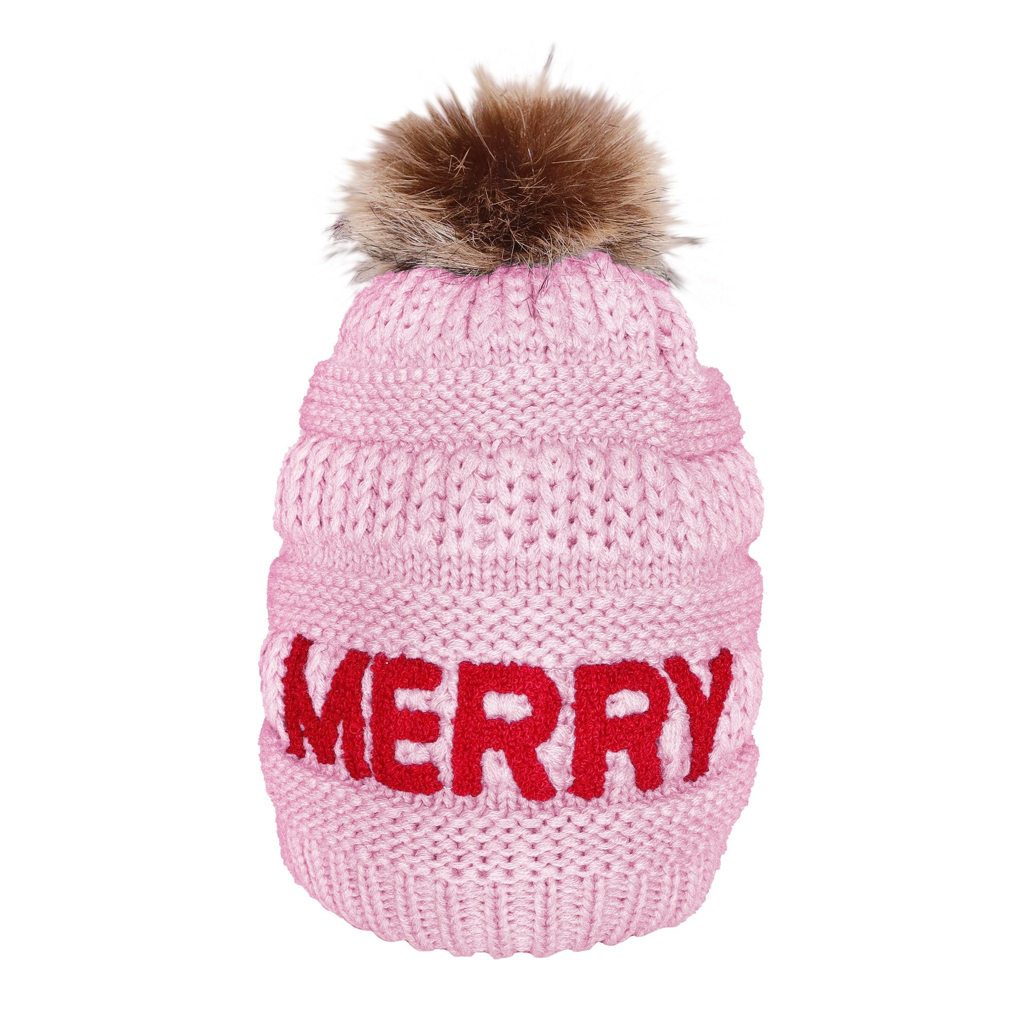 Candy Lane Merry Chenille Letter Sherpa Beanie