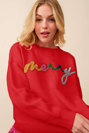 Merry Tensel Letter Sweatshirt