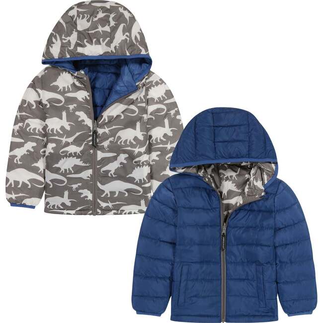 Reversible Midgnight Blue & Dino Puffer Jacket