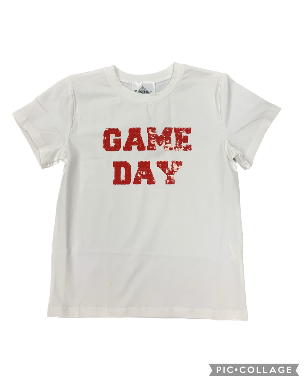 Belle Cher Game Day Sequin Top Red/White