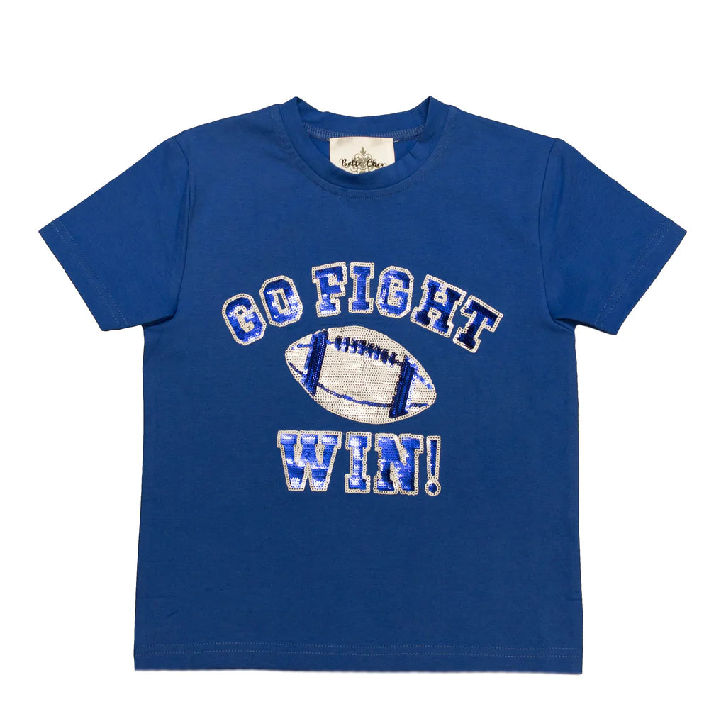 Belle Cher Go Fight Win Sequin Top Royal/White