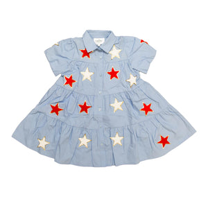 Belle Cher Light Blue And Red Kid Chenille Star Dress