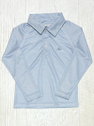 Southbound Blue/White LS Perf Polo