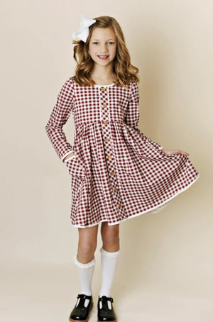 Swoon Baby Maroon Gingham Dress