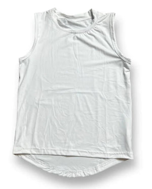 White HIGH LOW PERFORMANCE TANK - BELLE CHER
