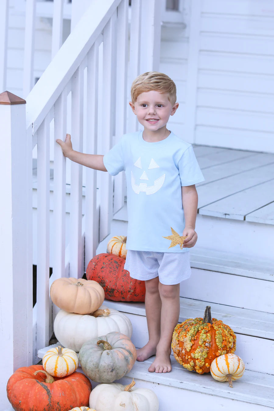 Trotter Street Blue Jack O'Lantern Top