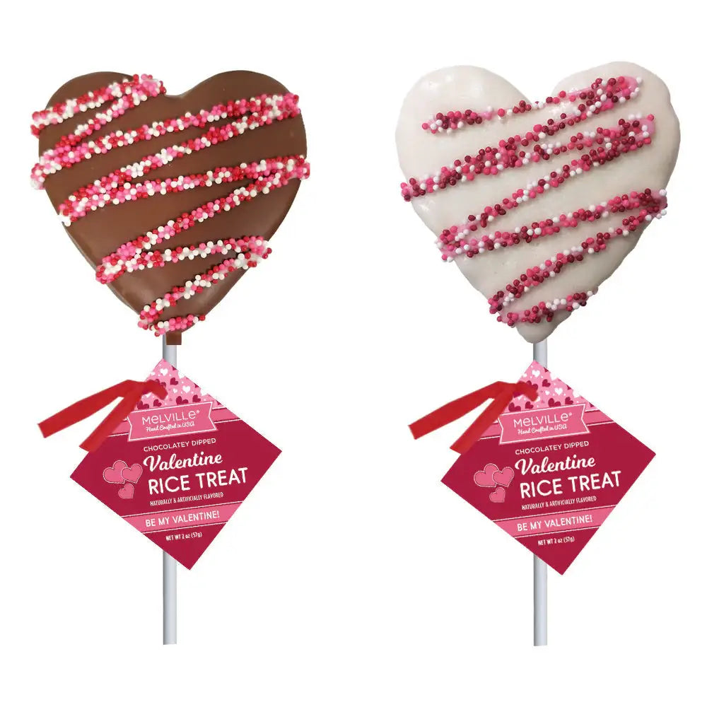 Grandpa Joe's Candy Shop - Chocolate Drizzle Heart Shaped Rice Treat Pops, 18ct Display