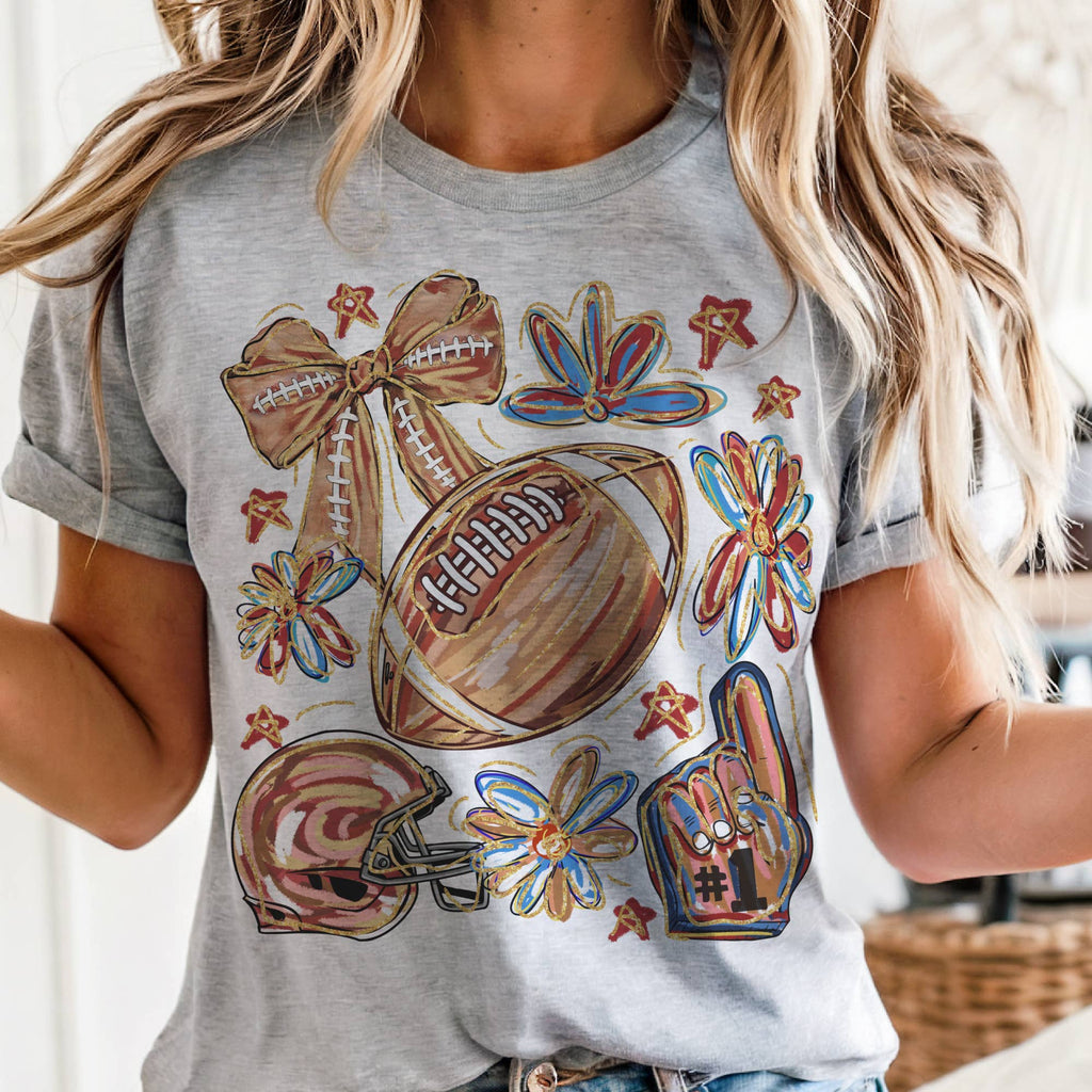 Par.tees by Party On! - Fall Football College Professional Sports Shop Graphic Tee Grey