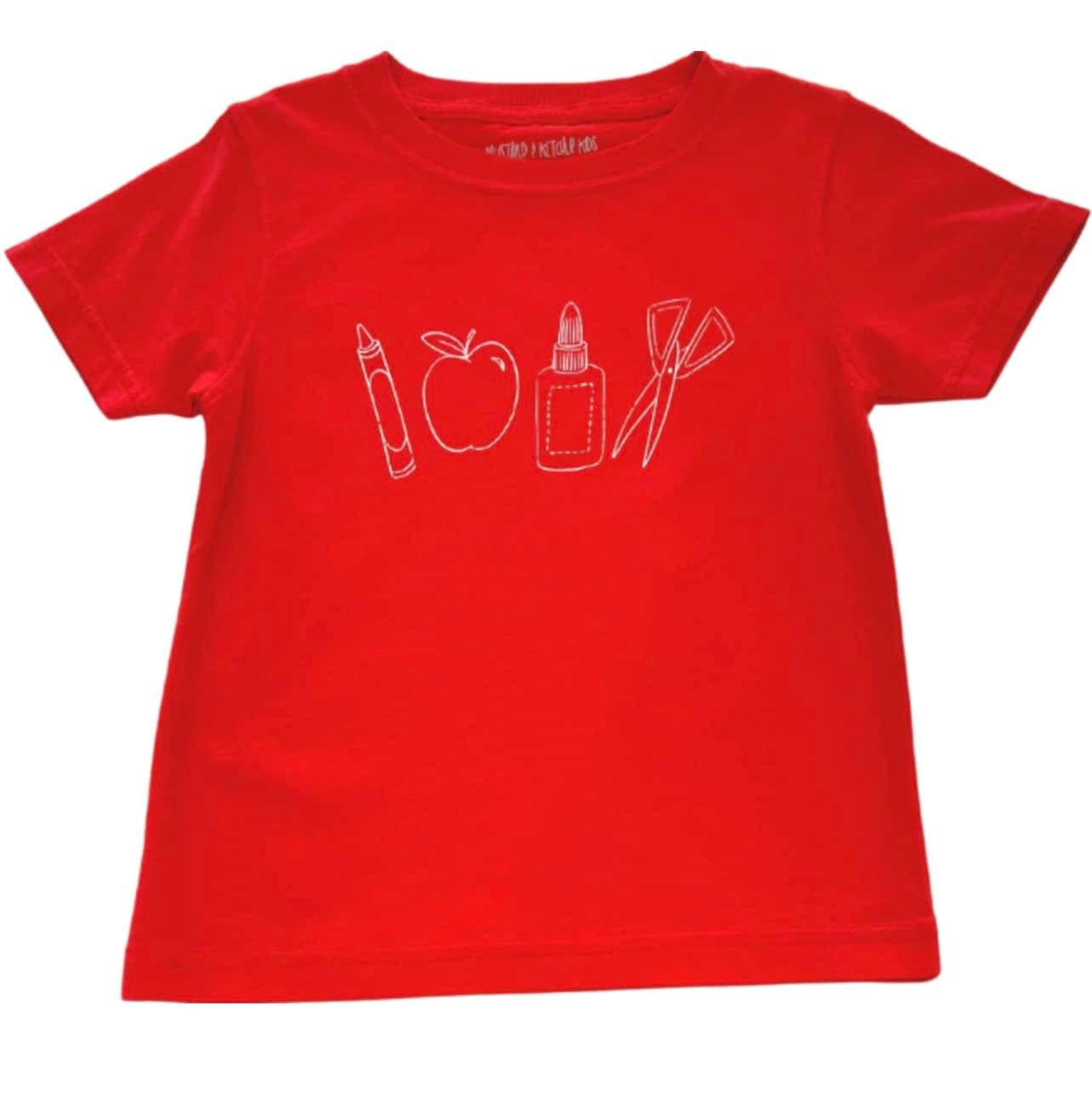 Short-Sleeve Red School Supplies T-Shirt