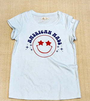 Paper Flower American Made Smiley Face Tee