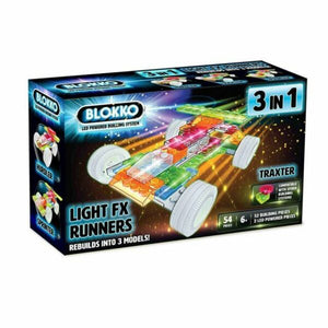 BLOKKO 3 in 1 LED Powered Building System Traxter Light FX Runners 54 Pcs